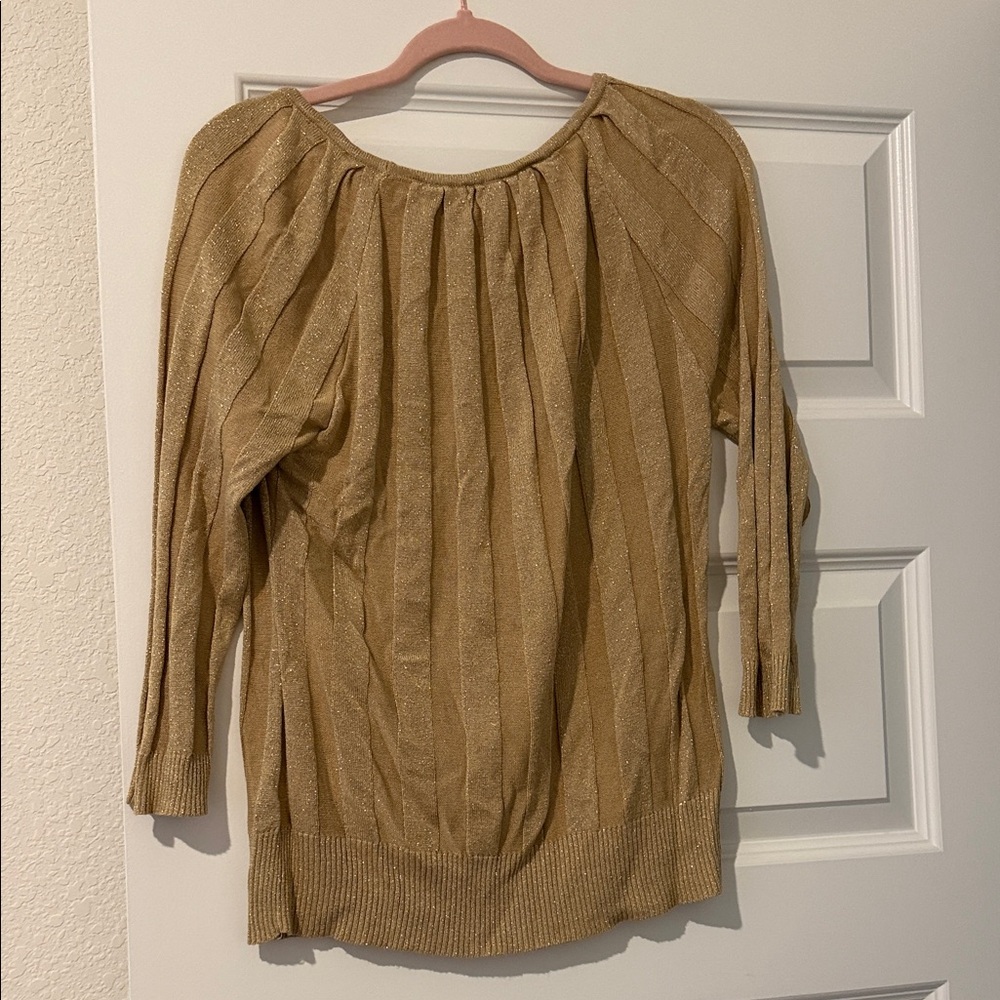 Joseph Metallic Gold Ribbed Blouse - Picture 4 of 4